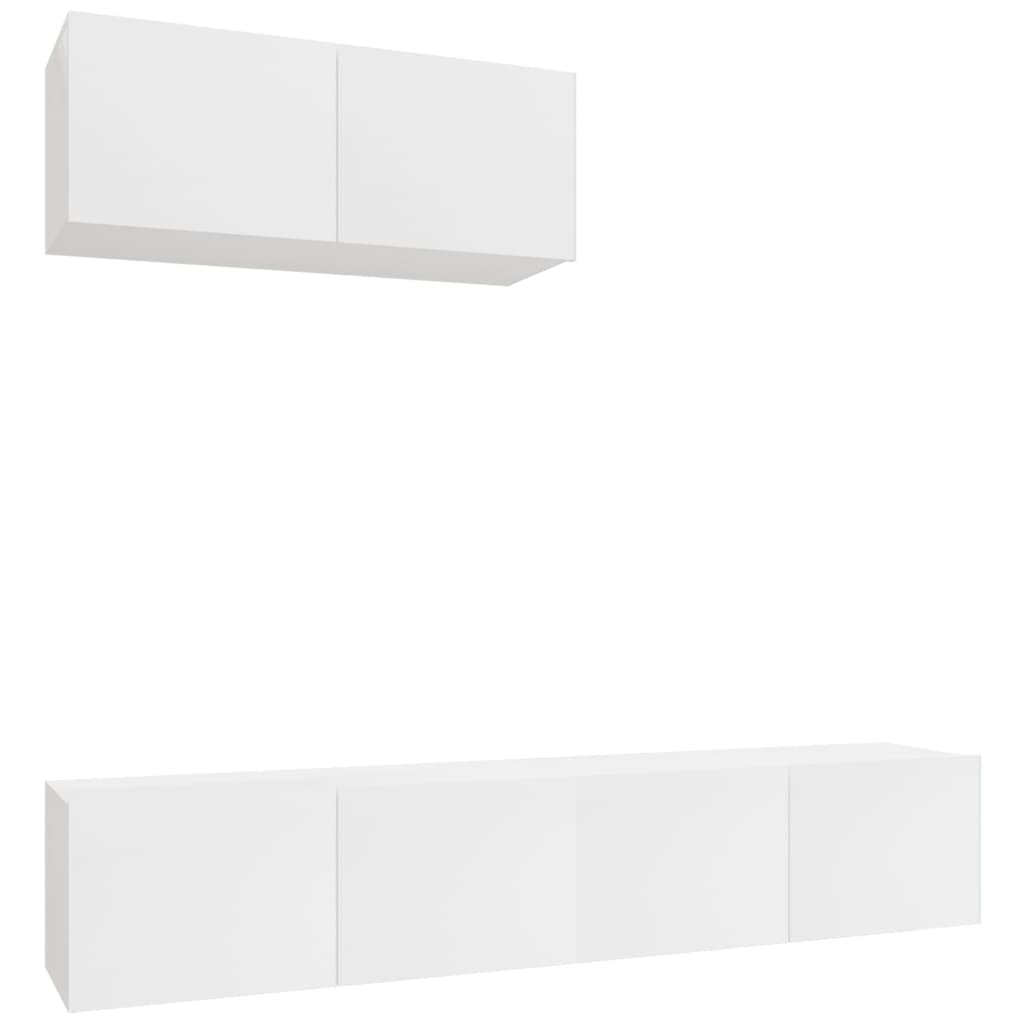 vidaXL Set de muebles de TV 3 pzas madera contrachapada blanco brillo