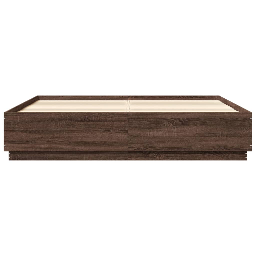 vidaXL Estructura de cama madera de ingeniería marrón roble 180x200 cm