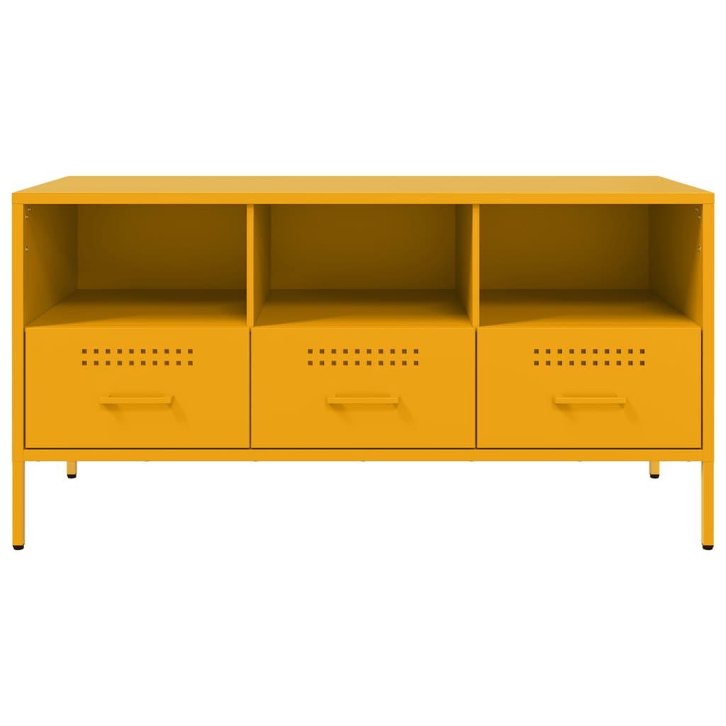 vidaXL Mueble para TV acero amarillo mostaza 100,5x39x50,5 cm