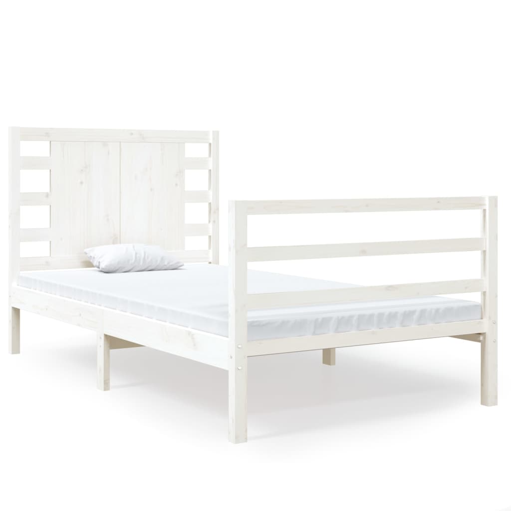 vidaXL Estructura de cama madera maciza de pino blanco 90x190 cm