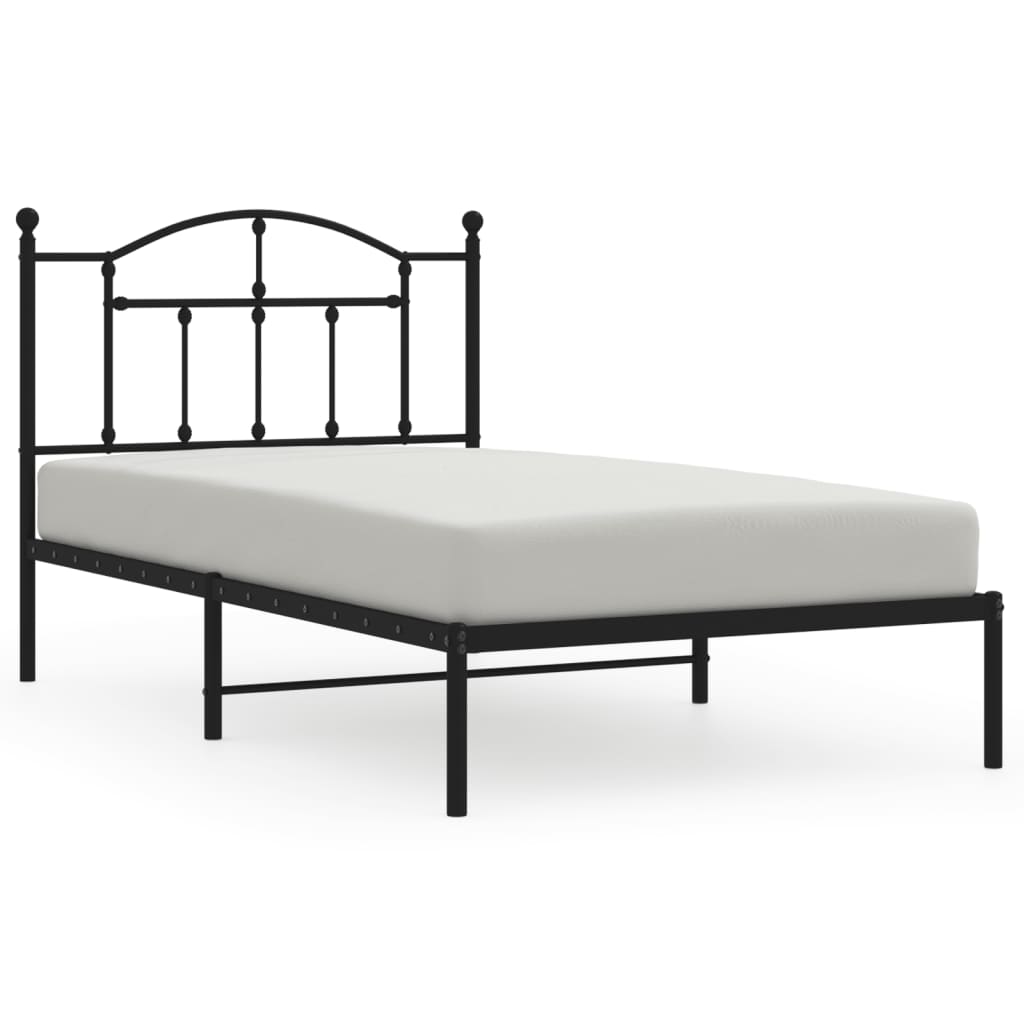 vidaXL Estructura cama sin colchón con cabecero metal negro 100x190 cm