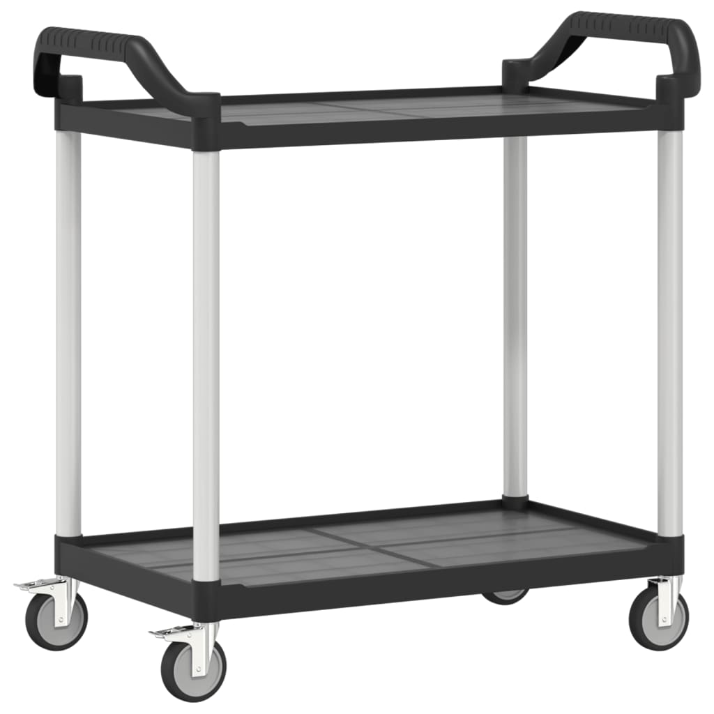 vidaXL Carrito de 2 niveles aluminio negro 99x50x97 cm