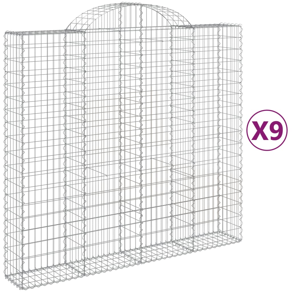 vidaXL Cestas de gaviones 9 uds forma de arco hierro 200x50x180/200 cm