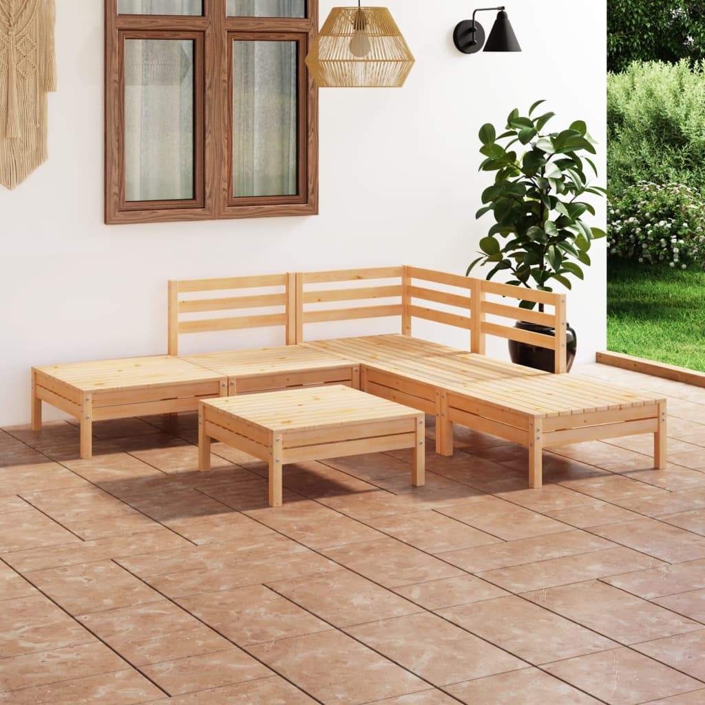 vidaXL Juego de muebles de jardín 6 piezas madera maciza pino