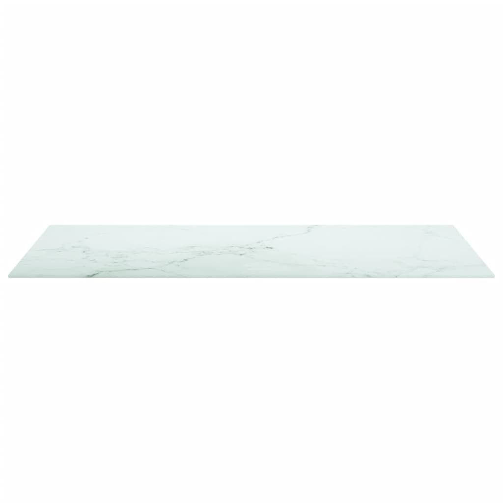 vidaXL Tablero mesa diseño mármol vidrio templado blanco 100x50 cm 6mm