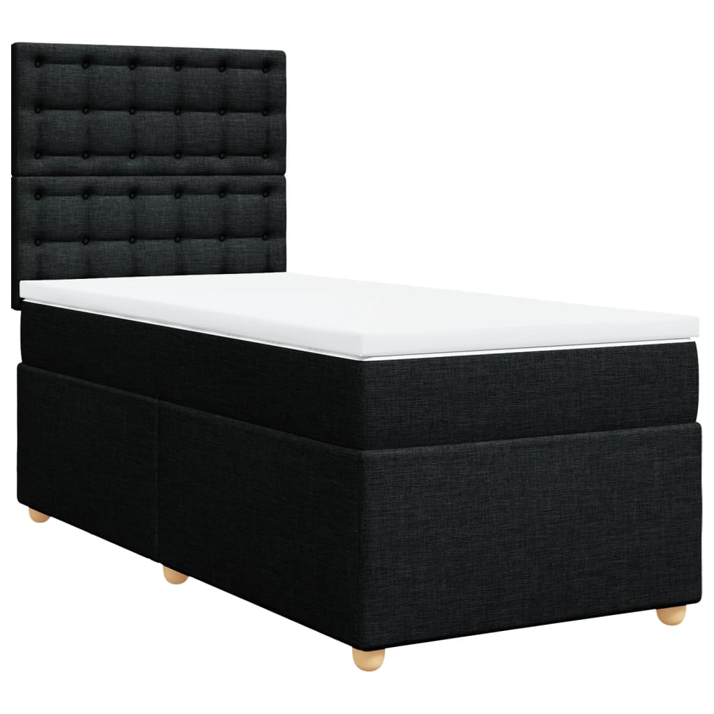 vidaXL Cama box spring con colchón tela negro 100x200 cm