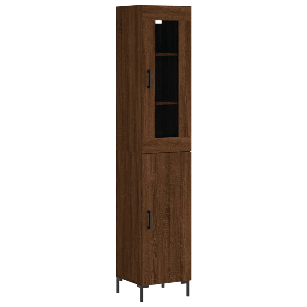 vidaXL Aparador alto madera contrachapada roble marrón 34,5x34x180 cm