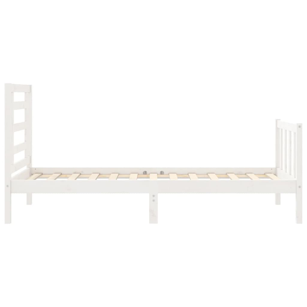 vidaXL Estructura de cama con cabecero madera maciza blanco 90x200 cm