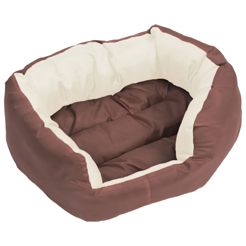 vidaXL Cojín para perro reversible y lavable marrón y crema 65x50x20cm