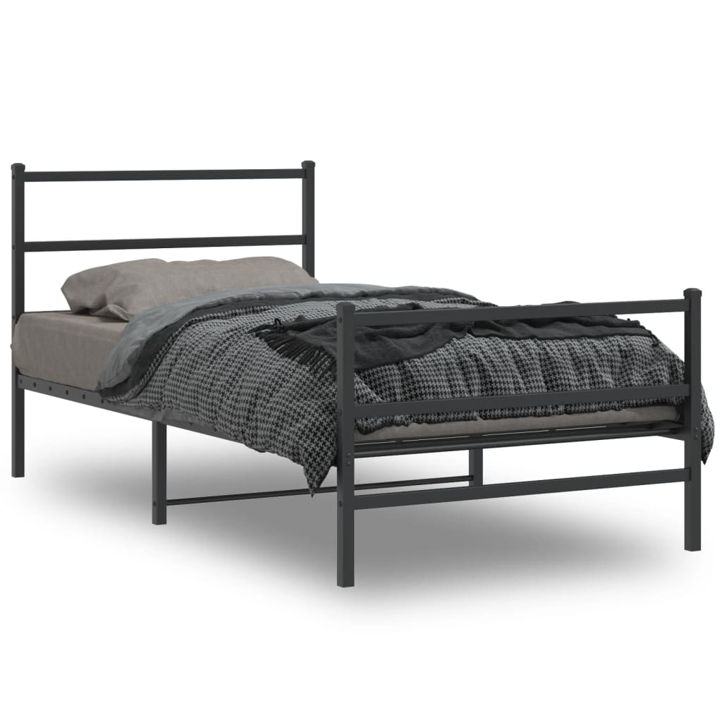 vidaXL Estructura cama sin colchón con estribo metal negro 100x200 cm