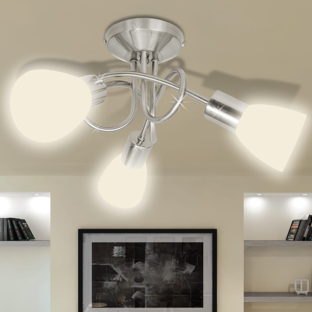 vidaXL Lámpara de techo con pantallas de cristal para 3 bombillas E14