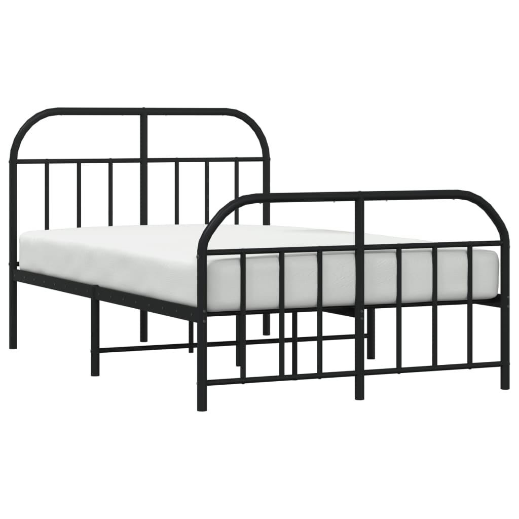 vidaXL Estructura cama sin colchón con estribo metal negro 120x190 cm