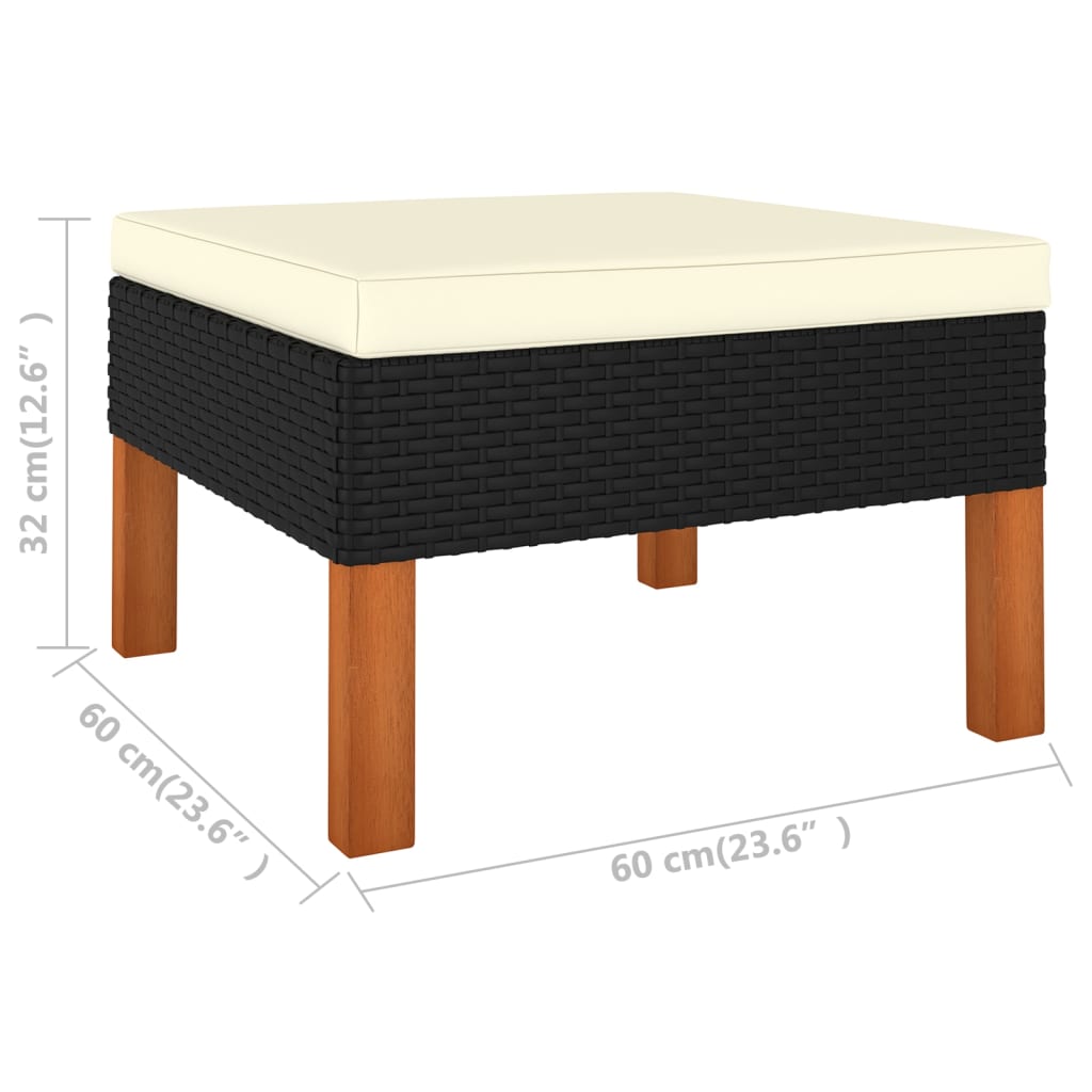 vidaXL Set de muebles de jardín 8 pzas cojines ratán sintético negro