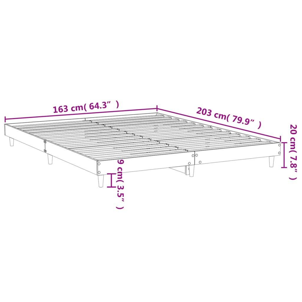 vidaXL Estructura de cama madera de ingeniería gris Sonoma 160x200 cm