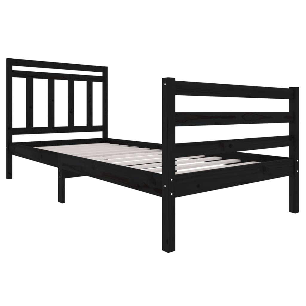 vidaXL Estructura de cama madera maciza negro 90x200 cm