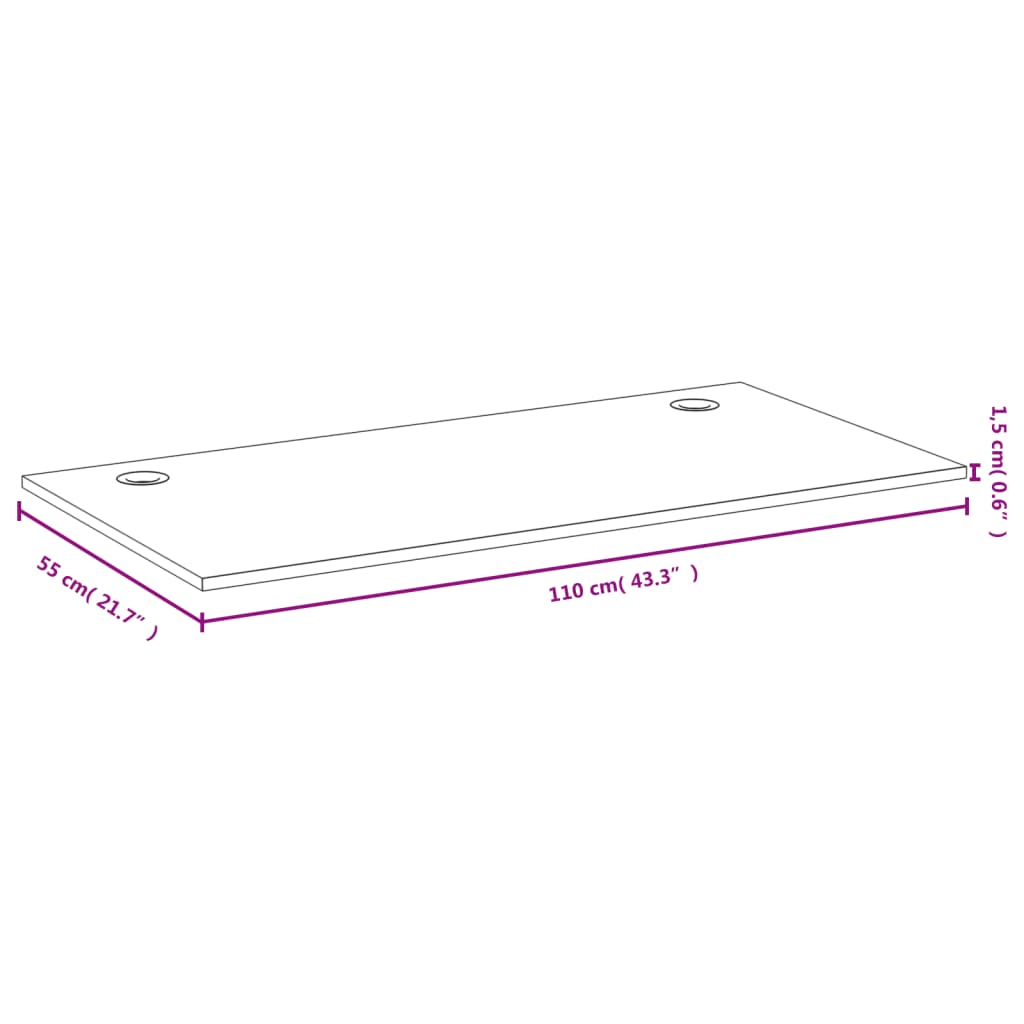 vidaXL Tablero de escritorio de bambú 110x55x1,5 cm