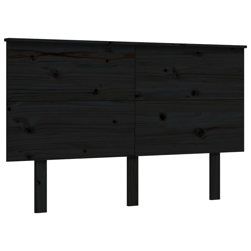 vidaXL Estructura de cama con cabecero madera maciza negro 140x200 cm