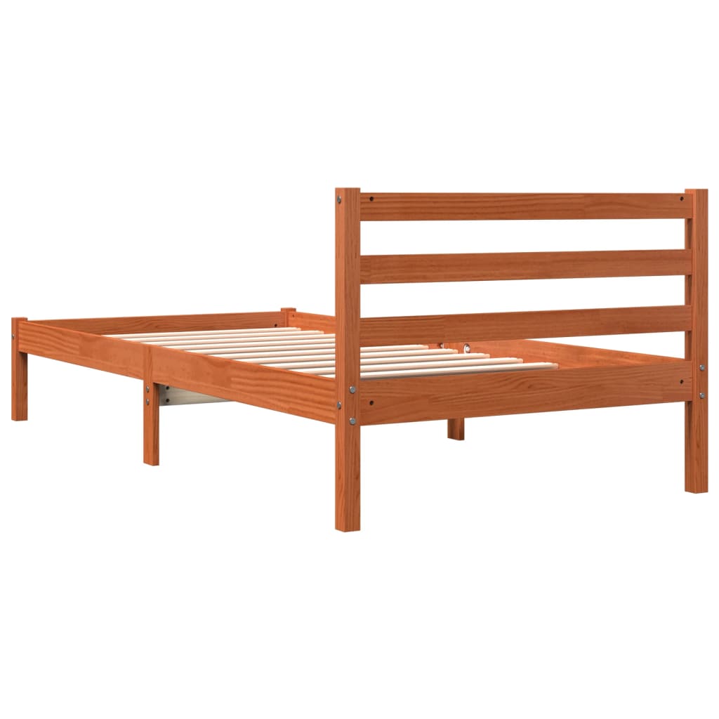 vidaXL Cama sin colchón madera maciza de pino marrón cera 100x200 cm