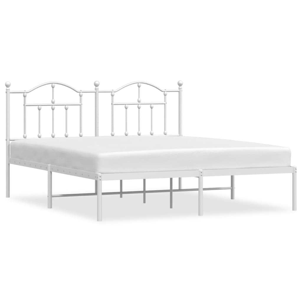 vidaXL Estructura de cama con cabecero metal blanca 160x200 cm