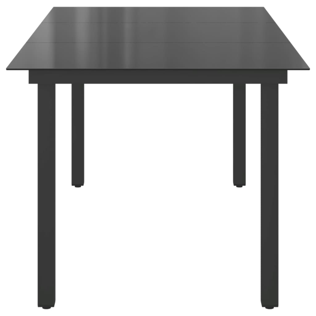 vidaXL Mesa de jardín de aluminio y vidrio negra 190x90x74 cm