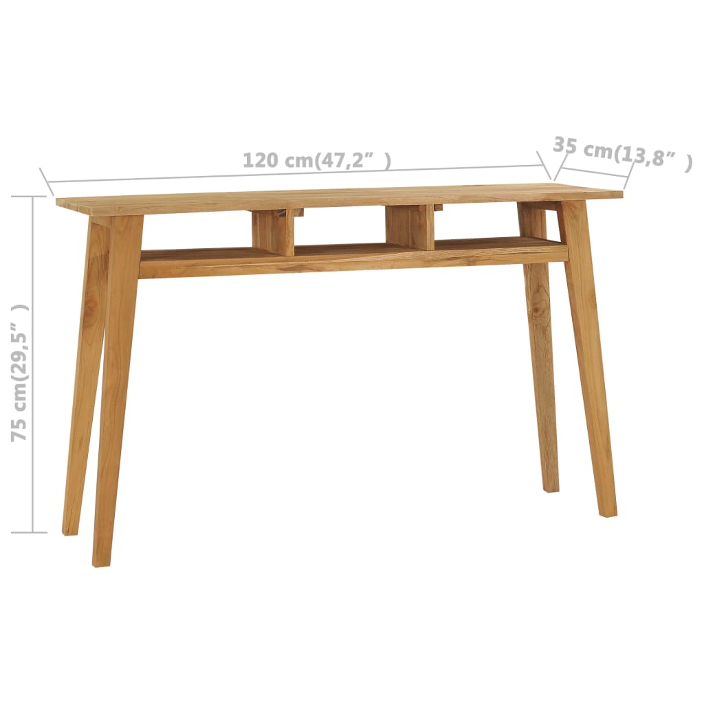 vidaXL Mesa consola de madera de teca maciza 120x35x75 cm