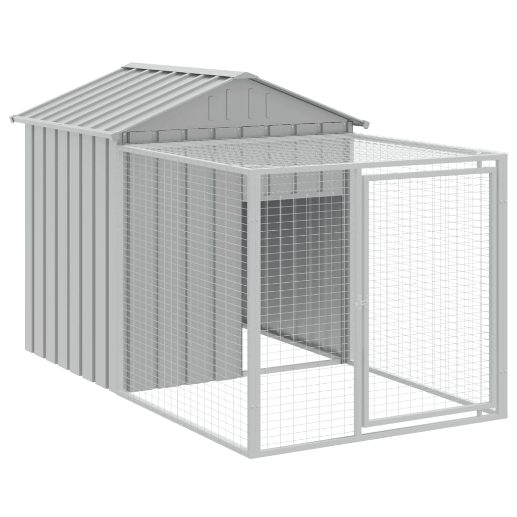 vidaXL Gallinero con corral acero galvanizado gris claro 117x405x123cm