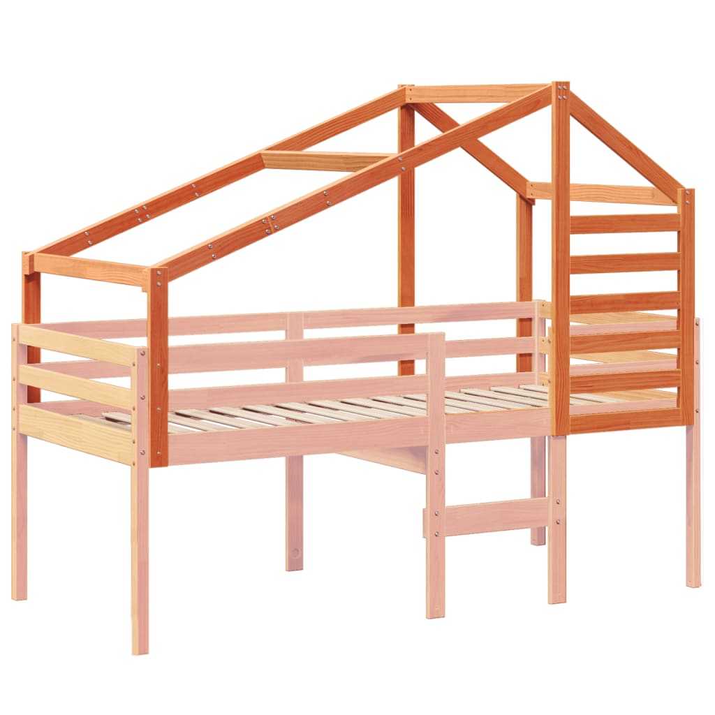 vidaXL Techo de cama infantil madera maciza pino marrón 188x82x113 cm