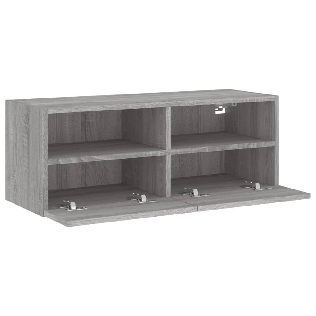 vidaXL Mueble de pared TV madera de ingeniería Sonoma gris 80x30x30 cm