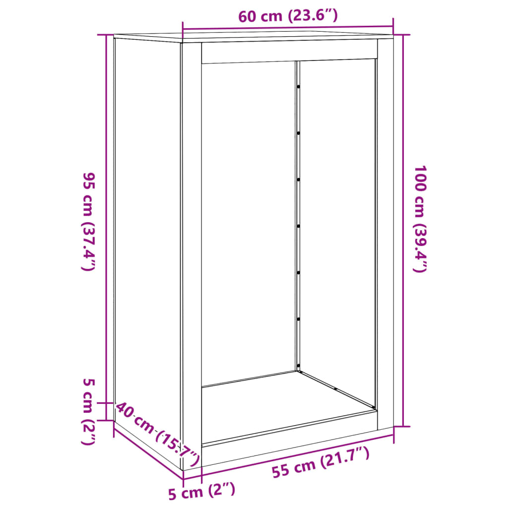 vidaXL Leñero acero galvanizado 60x40x100 cm