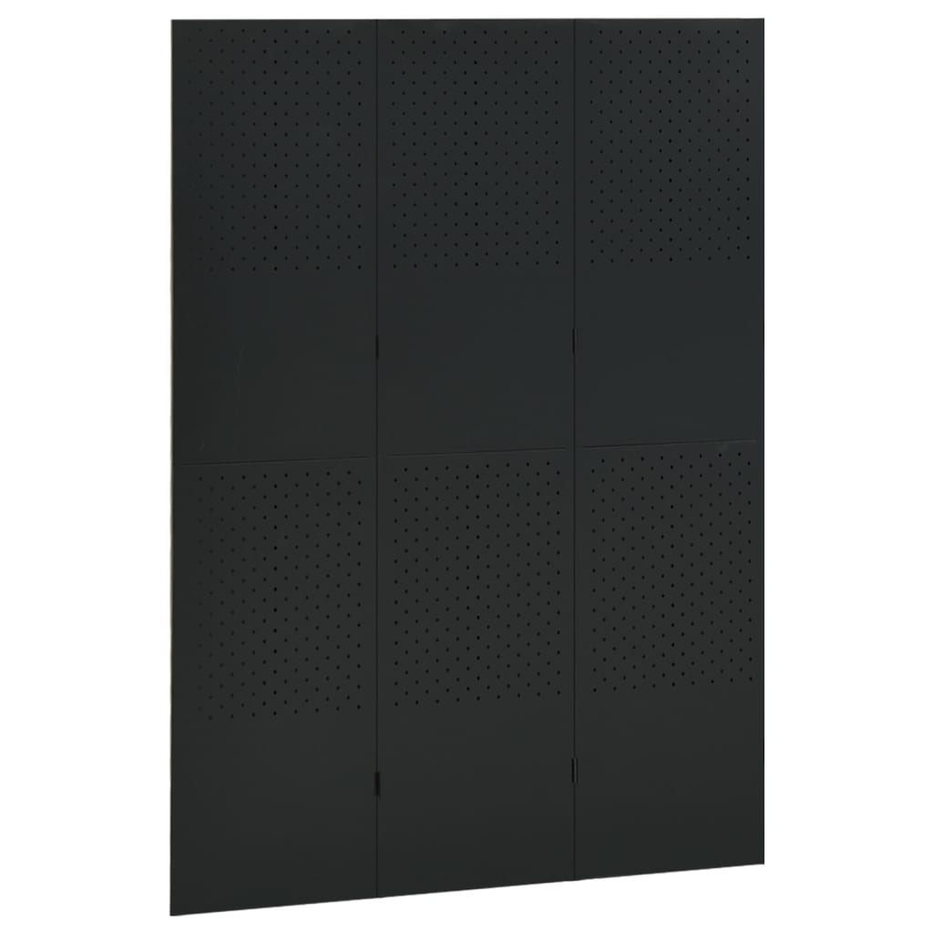 vidaXL Biombo divisor de 3 paneles acero negro 120x180 cm