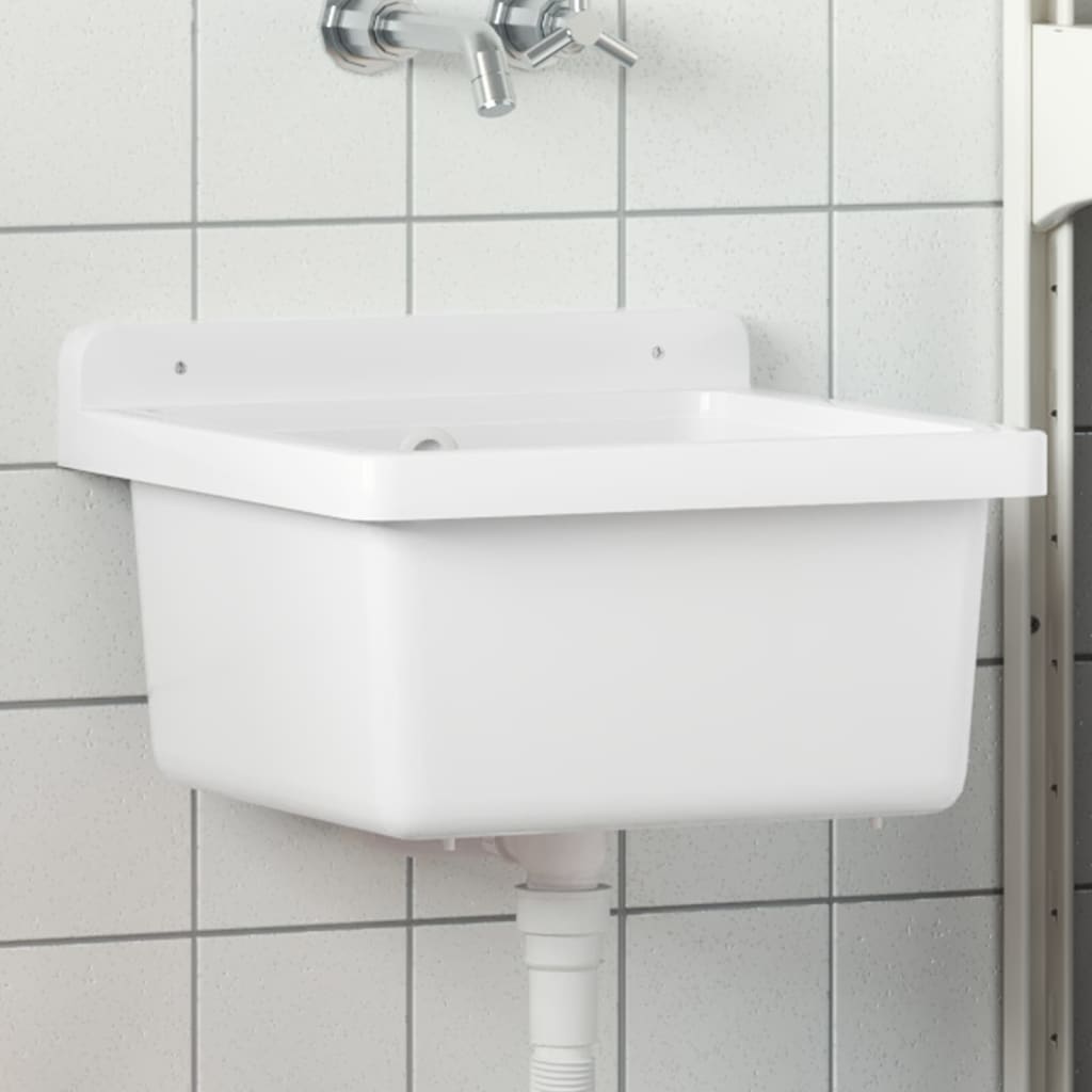 vidaXL Fregadero lavabo de pared resina blanco 40x40x24 cm