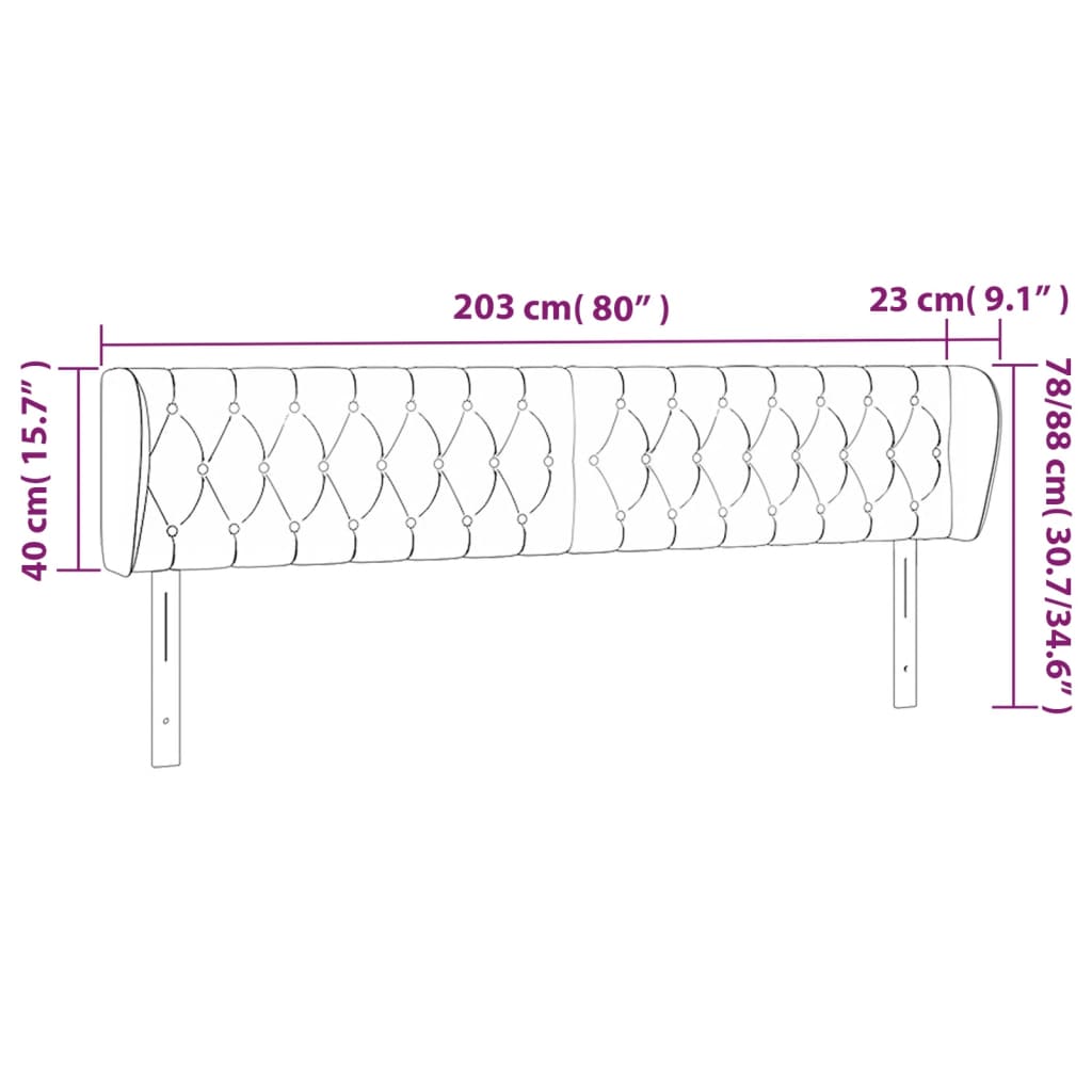 vidaXL Cabecero de tela gris claro 203x23x78/88 cm