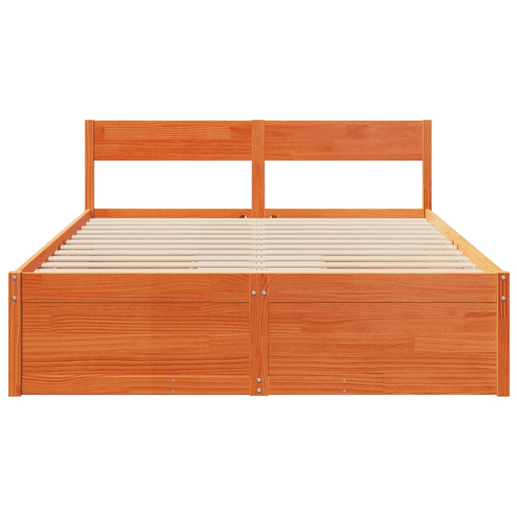 vidaXL Cama sin colchón madera maciza pino marrón cera 150x200 cm