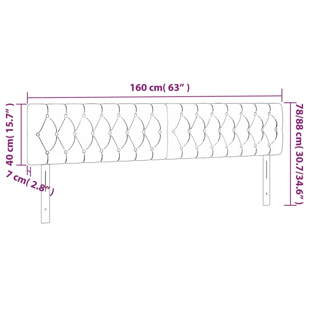 vidaXL Cabecero con LED de tela gris oscuro 160x7x78/88 cm