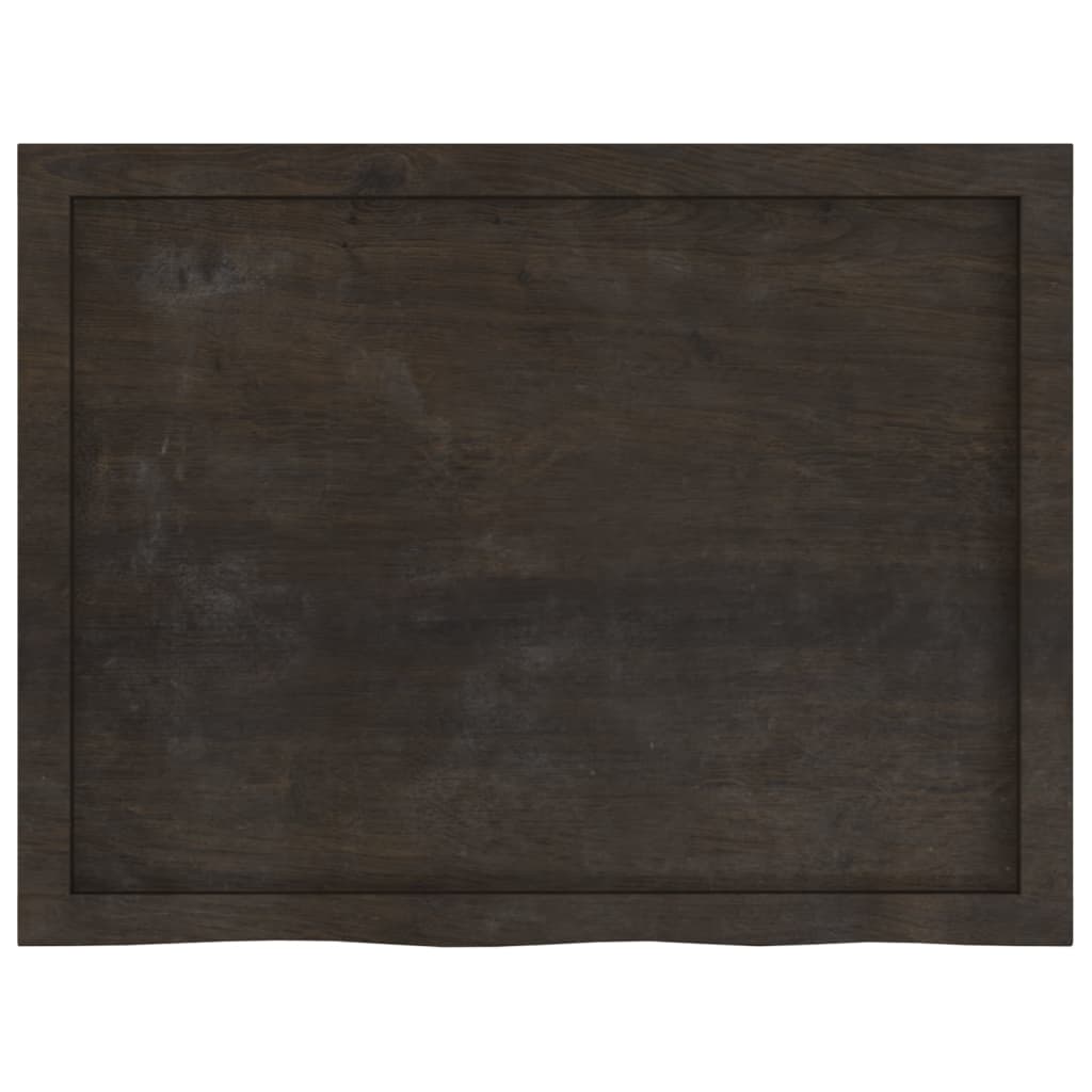 vidaXL Encimera baño madera maciza tratada marrón oscuro 80x60x(2-4)cm