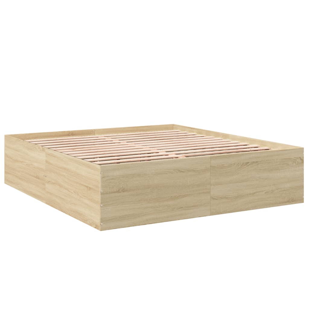 vidaXL Estructura de cama madera de ingeniería roble Sonoma 200x200 cm