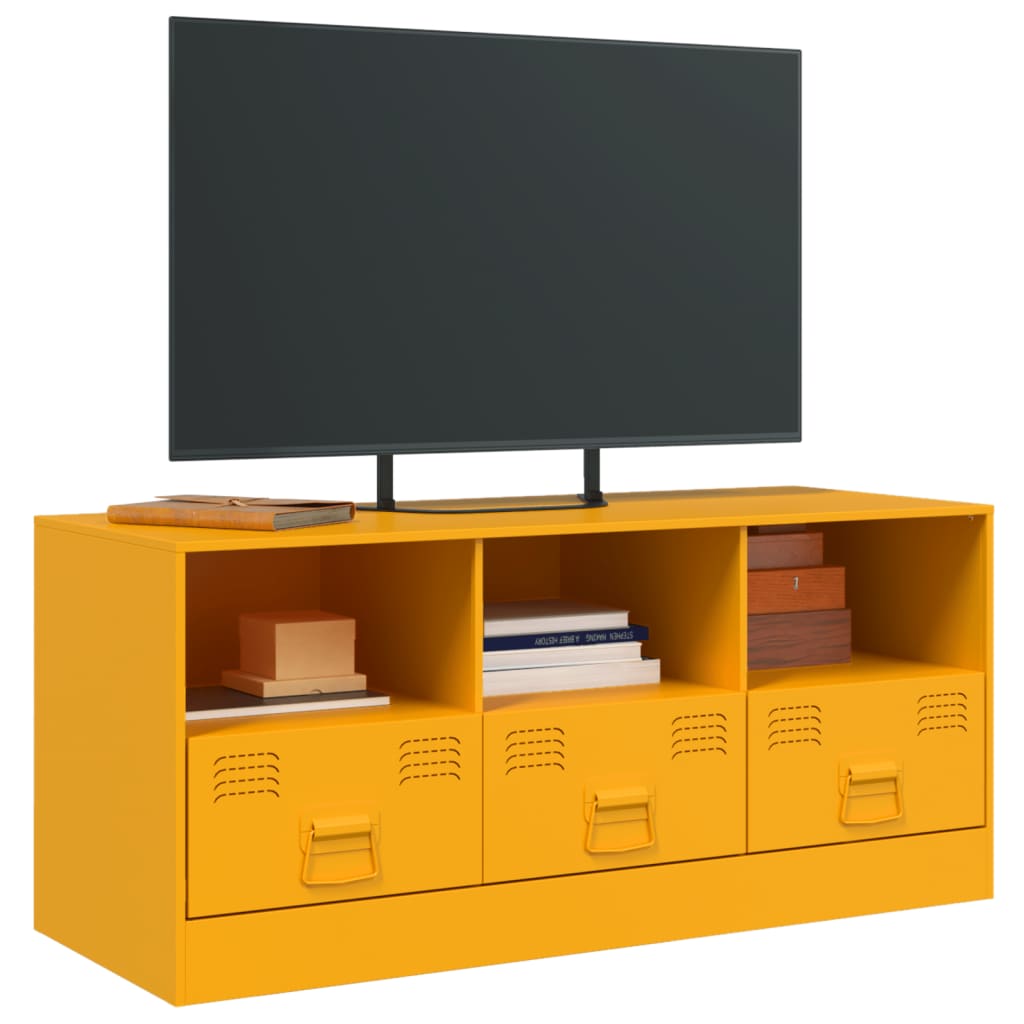 vidaXL Mueble para TV de acero amarillo mostaza 99x39x44 cm