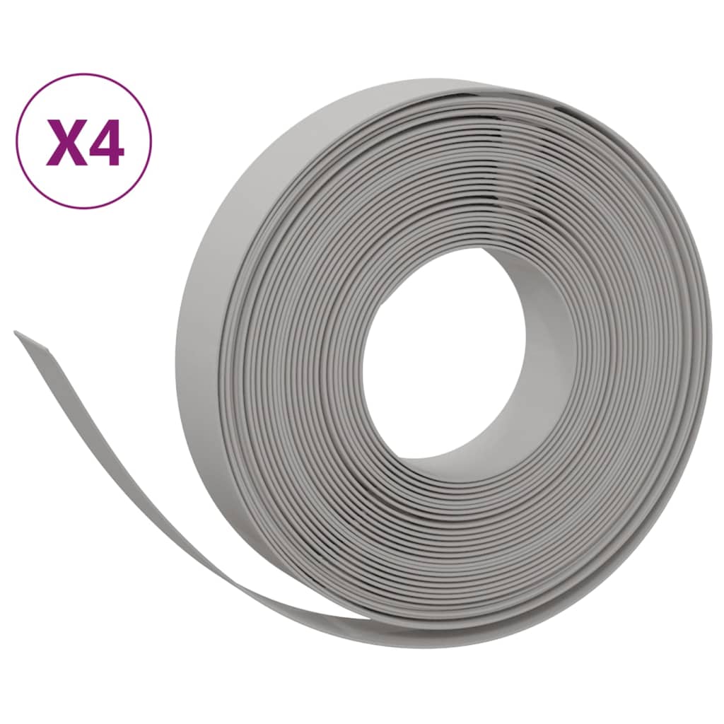 vidaXL Borduras de jardín 4 uds polietileno gris 10 m 10 cm