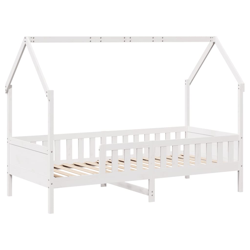 vidaXL Cama con forma de casa de niños madera maciza blanca 80x200 cm