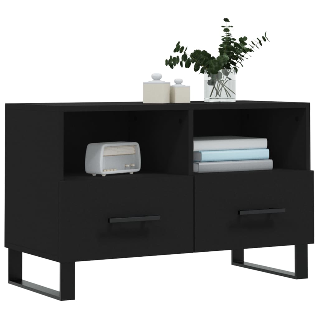 vidaXL Mueble para TV madera contrachapada negro 80x36x50 cm