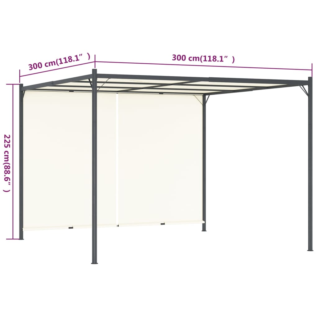 vidaXL Pérgola con tejado ajustable acero color blanco crema 3x3 m