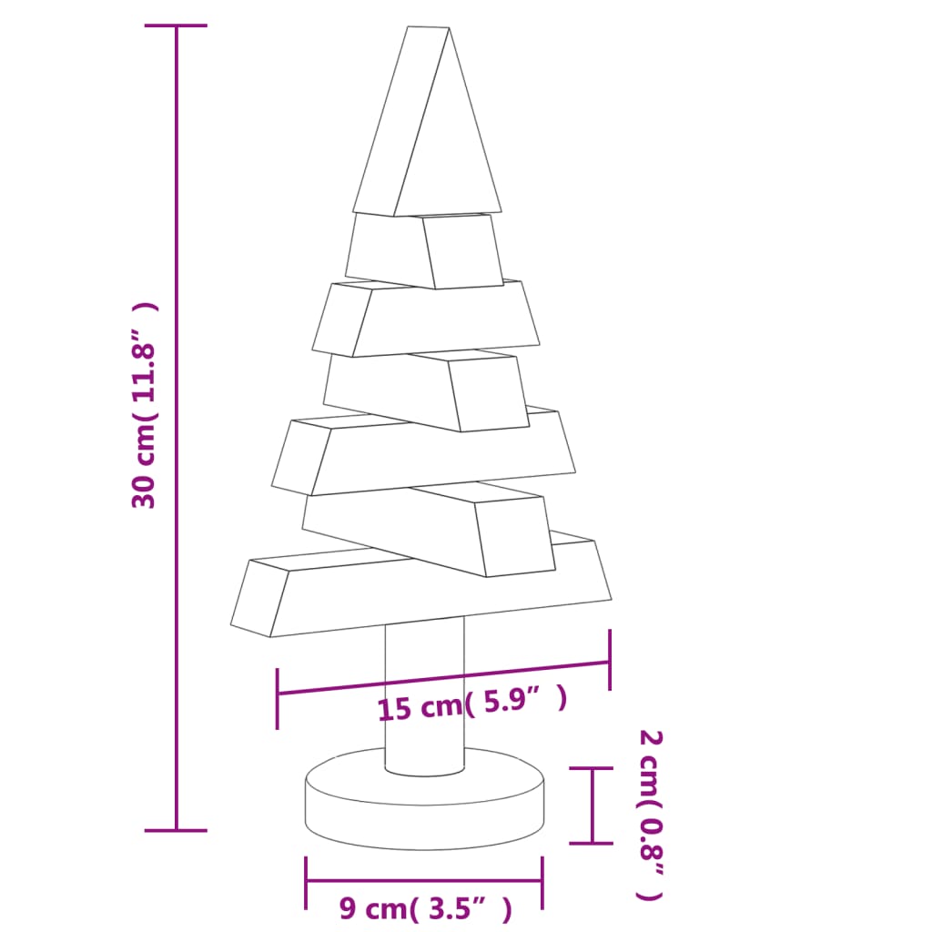 vidaXL Árboles de Navidad de madera 2 uds madera maciza pino 30 cm