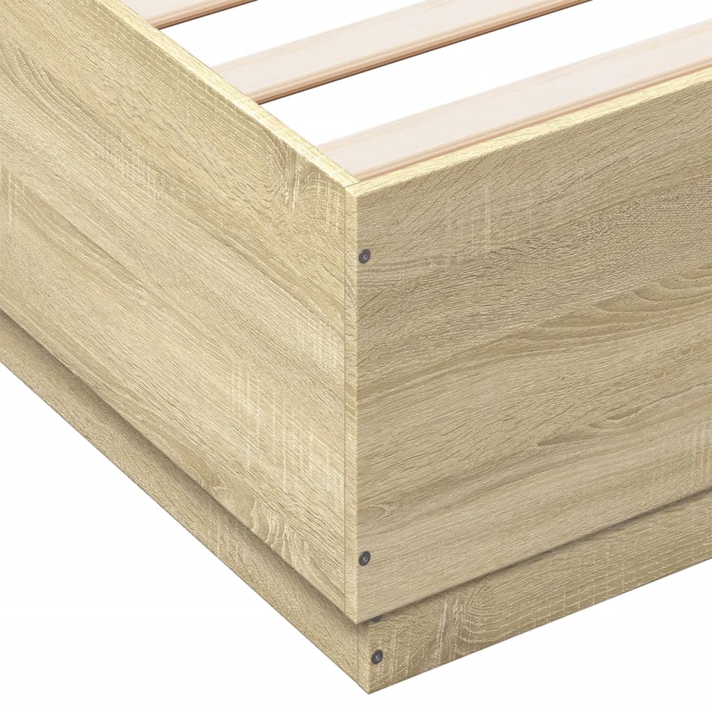 vidaXL Estructura cama con luces LED madera roble Sonoma 160x200 cm