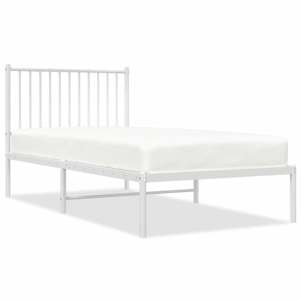 vidaXL Estructura cama sin colchón con cabecero metal blanco 90x190 cm