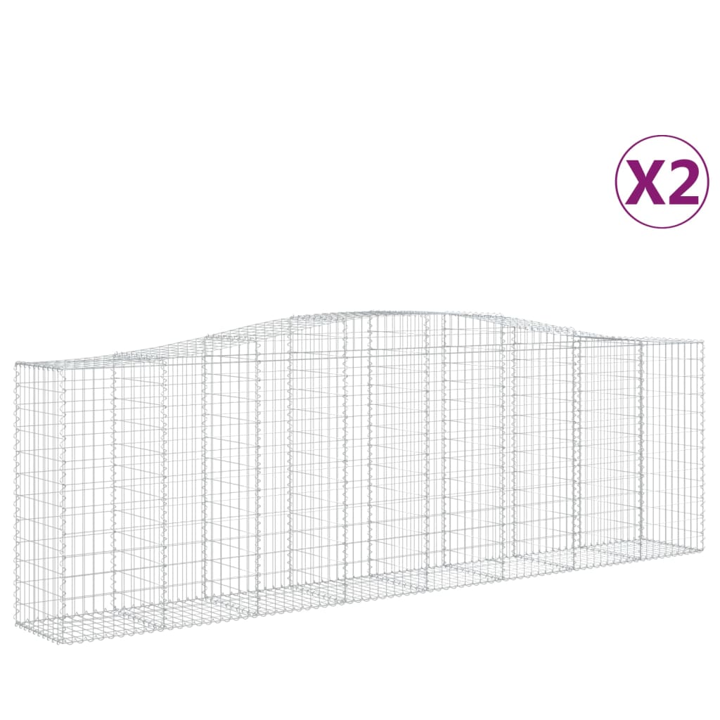 vidaXL Cestas de gaviones 2 uds forma de arco hierro 400x50x120/140 cm