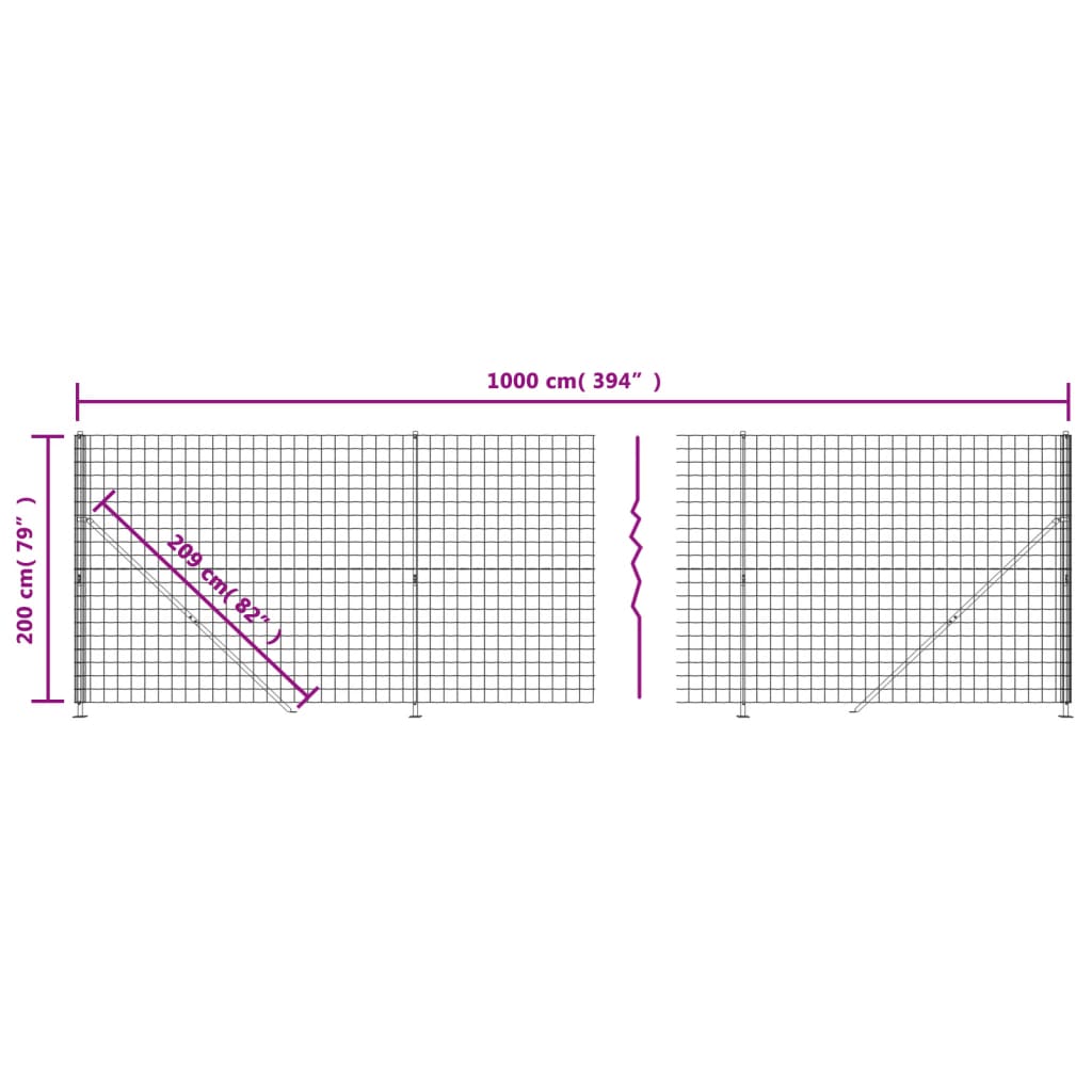 vidaXL Cerca de alambre con brida gris antracita 2x10 m