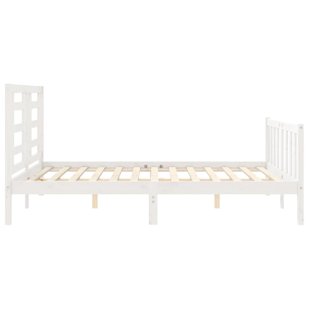 vidaXL Estructura de cama con cabecero madera maciza blanco 160x200 cm