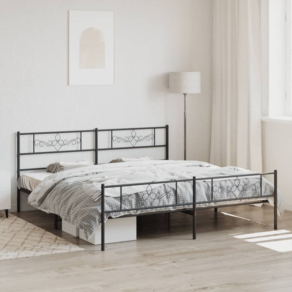 vidaXL Estructura cama sin colchón con estribo metal negro 193x203 cm