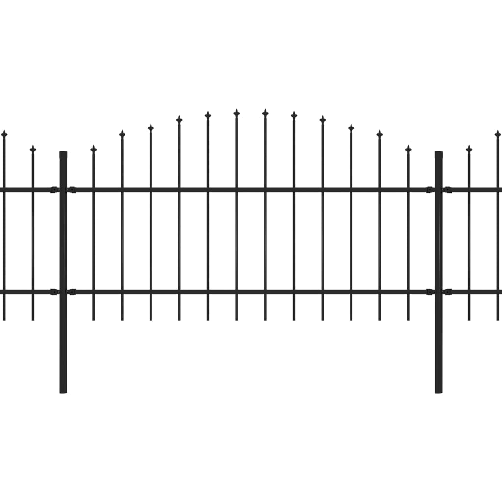 vidaXL Valla de jardín con puntas de lanza acero negro (1-1,25)x8,5 m