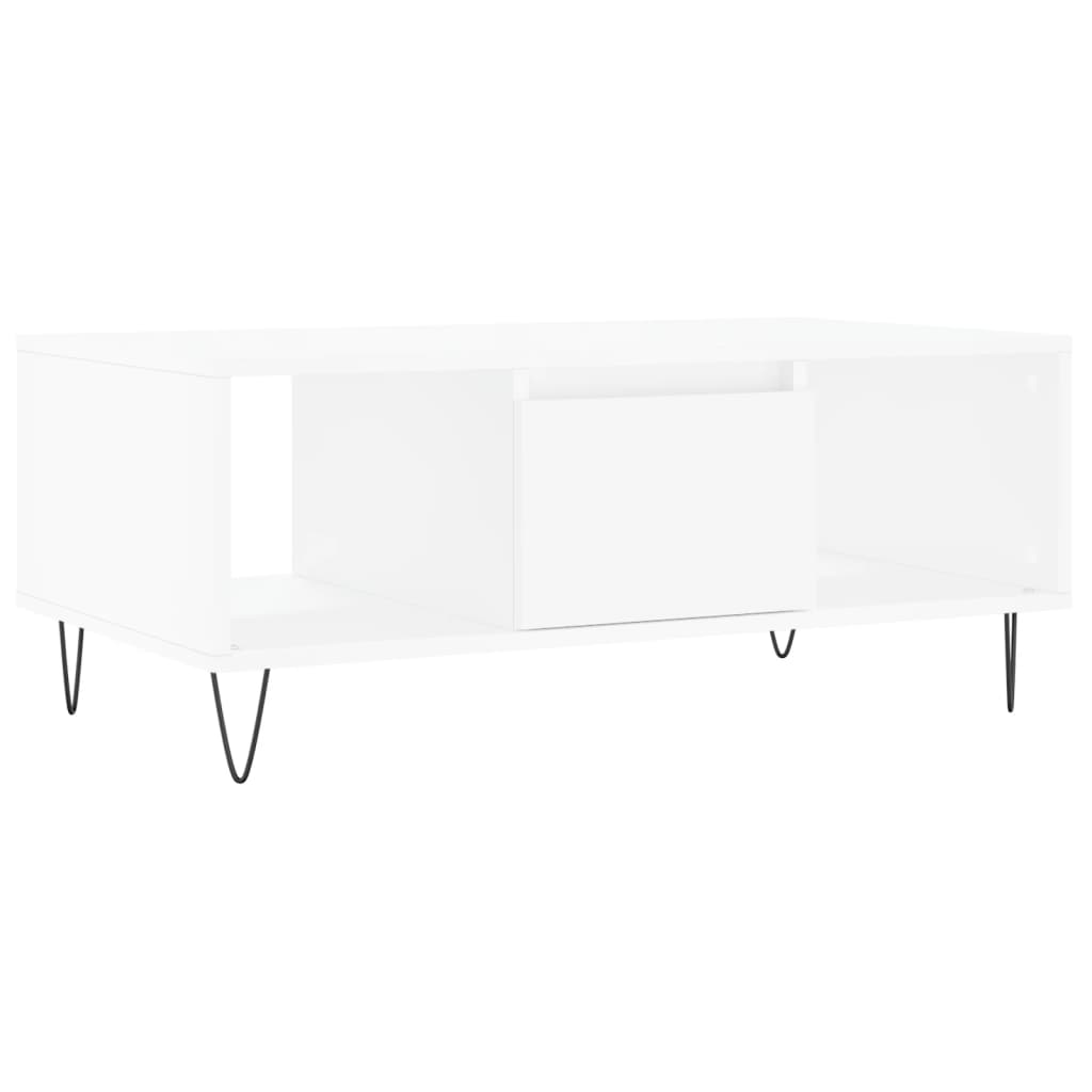 vidaXL Mesa de centro madera contrachapada blanco 90x50x36,5 cm